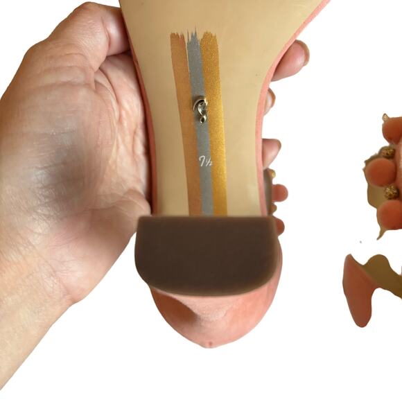 Sam Edelman Women’s Luella Pink Pom Pom Heels Beaded Dress Sandals Size 7.5 - Picture 8 of 9